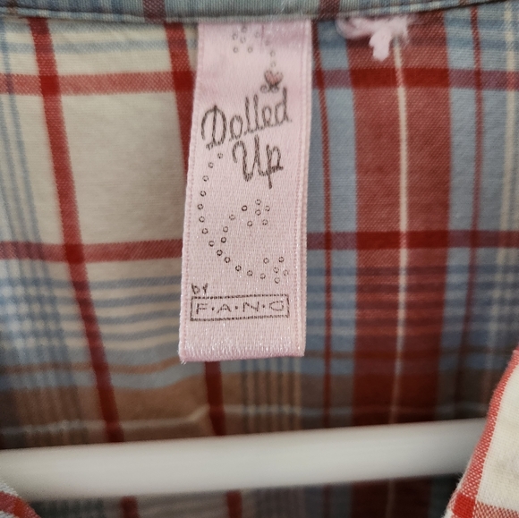 Plaid Button up Tunic sz XL Dolled Up by FANG - Picture 4 of 9